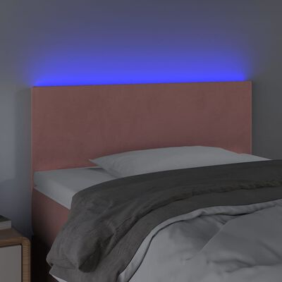 vidaXL Zagłówek do łóżka z LED, różowy, 80x5x78/88 cm, aksamit