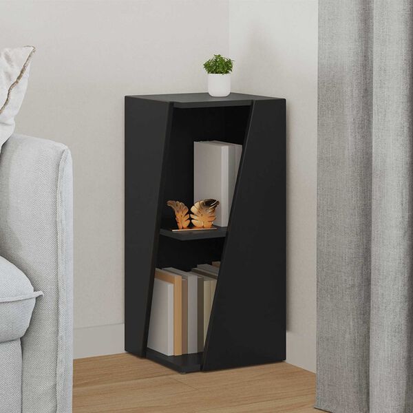 vidaXL P&oacute;łka boczna Czarny 33 x 32 x 70,5 cm Materiał drewnopochodny