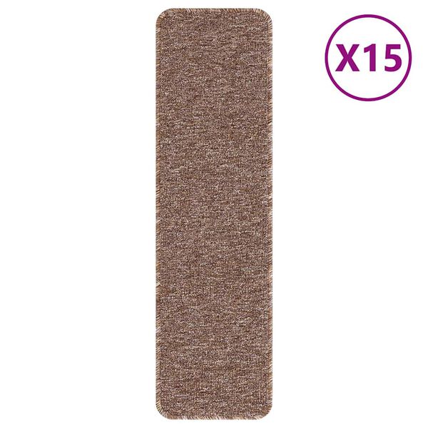 vidaXL Mats antypoślizgowe na schody 15 pcs Brązowy 75 x 20 cm PP