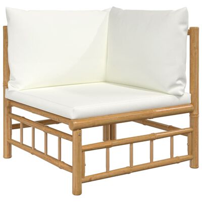 vidaXL 8-cz. zestaw mebli do ogrodu, kremowe poduszki, bambus