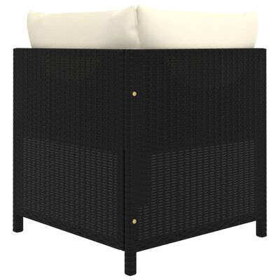 vidaXL Narożna sofa modułowa z poduszką, polirattan, czarna