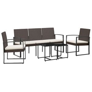 vidaXL 5-cz. zestaw mebli ogrodowych z poduszkami, brązowy, rattan PP
