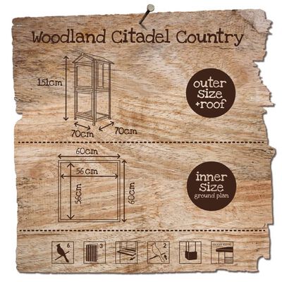 Duvoplus Klatka dla ptaków Citadel Country, 70x70x151 cm, drewniana