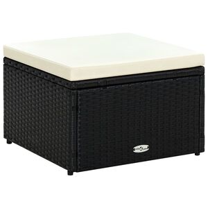 vidaXL Puf 53 x 53 x 30 cm, polirattanowy, czarny