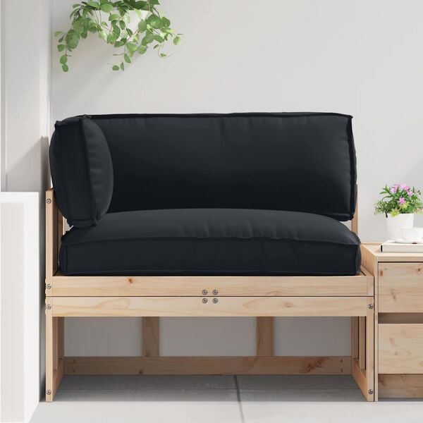 vidaXL Zestaw poduszek na paletę 3 pcs Czarny Materiał Oxford