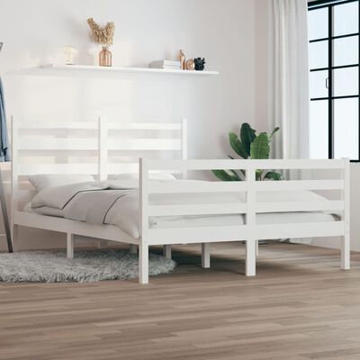 vidaXL Rama łóżka, lite drewno sosnowe, 140 x 200 cm, biała