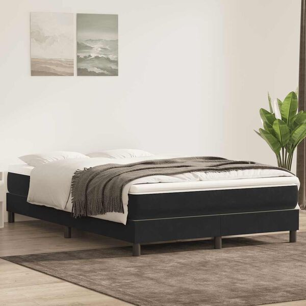 vidaXL Łóżko Box Spring bez materaca Czarne 140x210 cm Aksamit