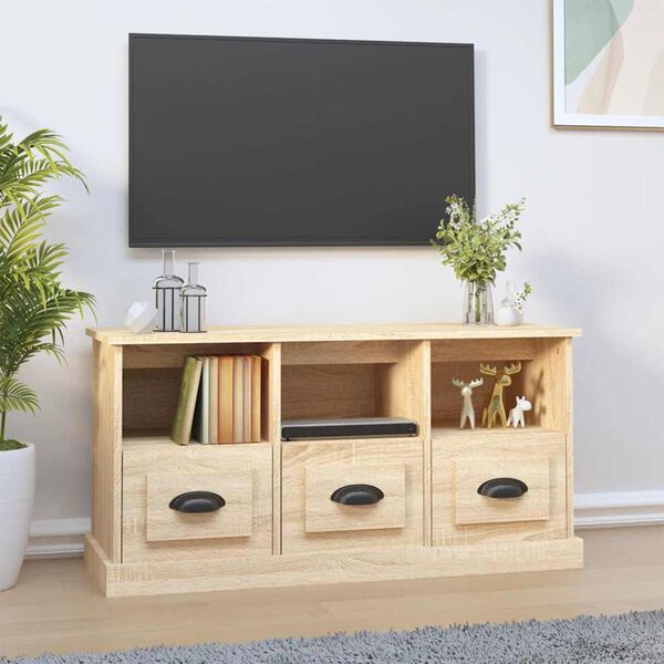 vidaXL Szafka pod TV, dąb sonoma, 100x35x50cm, materiał drewnopochodny