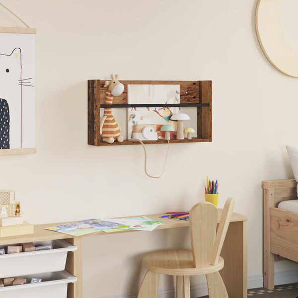 vidaXL Regał na gazety z p&oacute;łką Stare drewno 60 x 12 x 30 cm