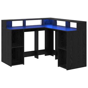 vidaXL Biurko Czarny Dąb Drewno inżynieryjne 130 x 130 x 91 cm