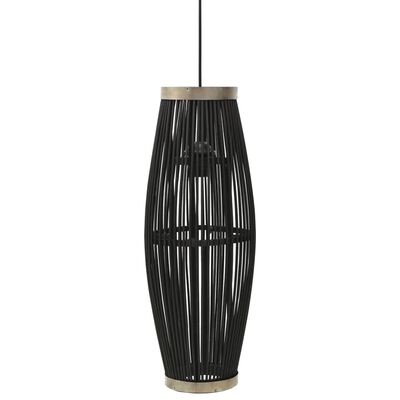 vidaXL Lampa wisząca, czarna, wiklinowa, 40 W, 27x68 cm, owalna, E27
