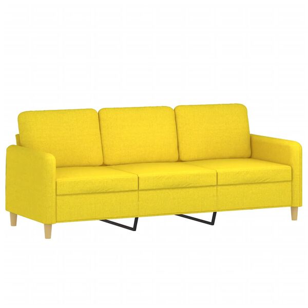 vidaXL 3-osobowa sofa wypoczynkowa z poduszkami, jasnoż&oacute;łta, 180 cm