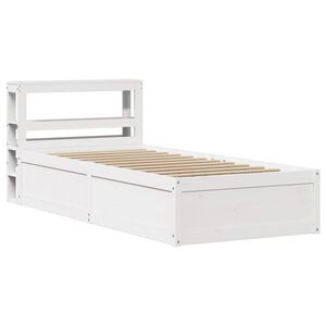 vidaXL Rama ł&oacute;żka z wezgłowiem, biała, 75x190 cm, lite drewno sosnowe
