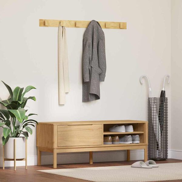 vidaXL Ławka do korytarza z p&oacute;łką FLORO Woskowy Brąz 115 x 40 x 45 cm