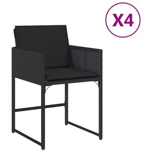 vidaXL Krzesła ogrodowe z poduszkami, 4 szt., czarne, polirattan