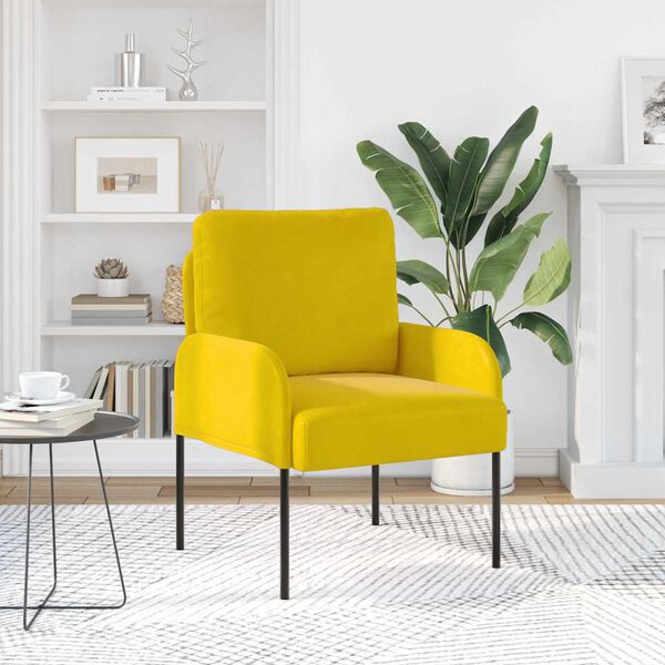 vidaXL Kanapy z poduszką 55cm Ż&oacute;łty sklejka