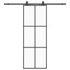 vidaXL Drzwi przesuwne z zestawem okuć czarne 76x205 cm ESG szkło