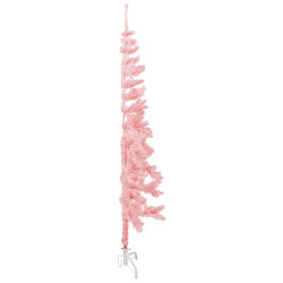 vidaXL Smukła choinka połówka ze stojakiem, sztuczna, różowa, 120 cm