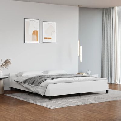 vidaXL Rama łóżka z zagłówkiem, biała, 160x200 cm, sztuczna skóra