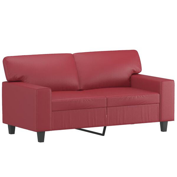 vidaXL 2-os. sofa z poduszkami, winna czerwień, 120 cm, sztuczna sk&oacute;ra
