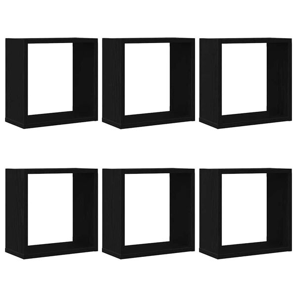 vidaXL P&oacute;łki ścienne kostki, 6 szt., czarny dąb, 30x15x30 cm