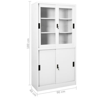vidaXL Szafa biurowa z przesuwnymi drzwiami, biała, 90x40x180 cm