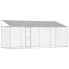 vidaXL Klatka dla psa z dachem Srebrny 600 x 200 x 256 cm Stal i PE