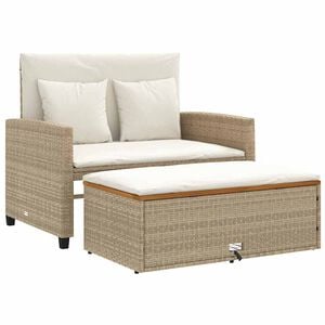 vidaXL Sofa ogrodowa z poduszkami, 2-os., beżowa, rattan PE i akacja