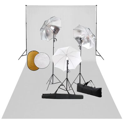 vidaXL Zestaw studyjny z lampami, parasolkami, tłem i blendami