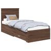 vidaXL Ramka ł&oacute;żka z szufladą Brązowy dąb i srebro 75 x 190 cm