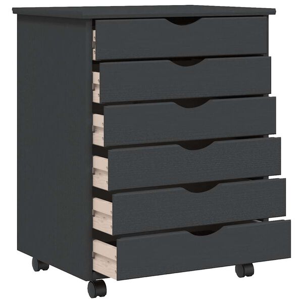 vidaXL Szafka na k&oacute;łkach MOSS, z szufladami, szara, sosna