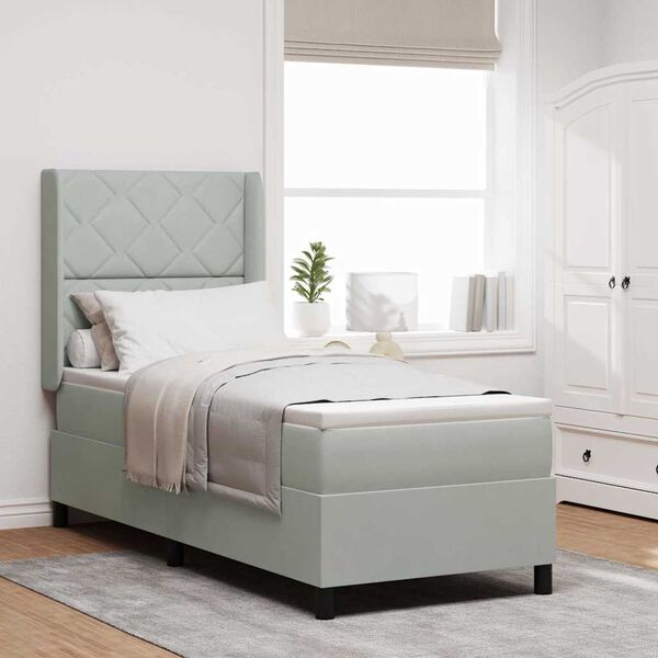 vidaXL Łóżko z materacem na sprężynach LED Jasnoszary 80 x 200 cm