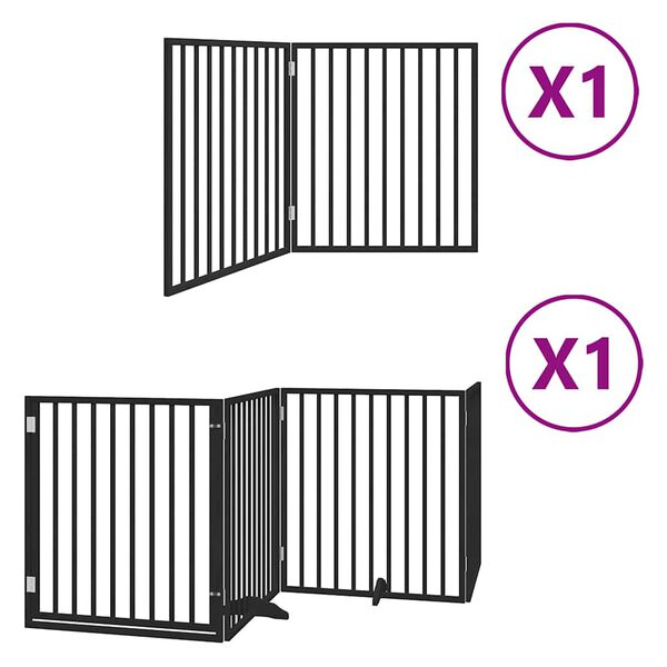 vidaXL Składana bramka dla psa, z drzwiami, 6 paneli, czarna, 480 cm