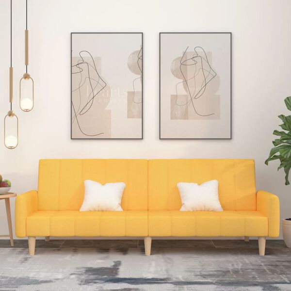 vidaXL 2-osobowa kanapa, ż&oacute;łta, tapicerowana tkaniną