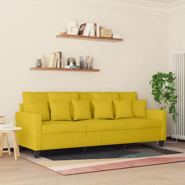 vidaXL Sofa 3-osobowa, ż&oacute;łty, 180 cm, tapicerowana aksamitem