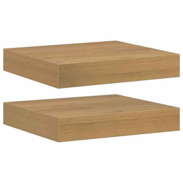 vidaXL P&oacute;łka ścienna z przechowywaniem 2 pcs Brązowy 23 x 23,5 x 4 cm