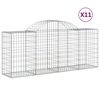 vidaXL Kosze gabionowe, 11 szt, 200x50x80/100 cm, galwanizowane żelazo