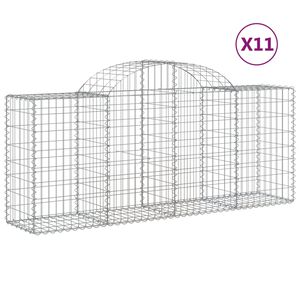 vidaXL Kosze gabionowe, 11 szt, 200x50x80/100 cm, galwanizowane żelazo
