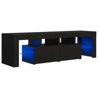 vidaXL Szafka pod TV z oświetleniem LED, czarna, 140x36,5x40 cm