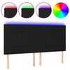 vidaXL Zagł&oacute;wek do ł&oacute;żka z LED, czarny, 160x5x118/128 cm, tkanina