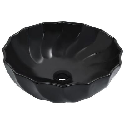 vidaXL Umywalka, 46 x 17 cm, ceramiczna, czarna