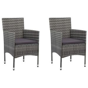 vidaXL Krzesła ogrodowe, 2 szt., rattan PE, szare