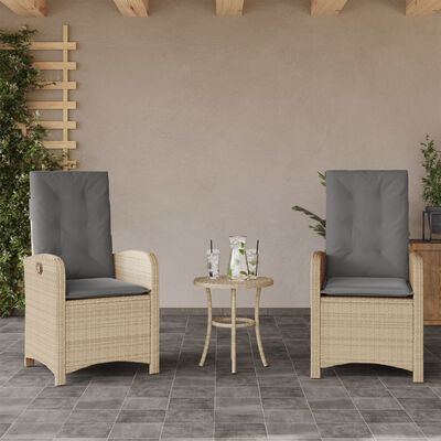 vidaXL Rozkładane fotele ogrodowe, 2 szt., poduszki, mieszany beż