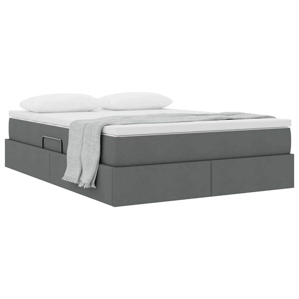 vidaXL Ł&oacute;żko z miejscem na przechowywanie i materacem Ciemnoszary