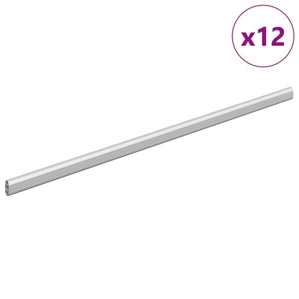 vidaXL Drążek do szafy 12 pcs Srebrny 764 x 15 x 29 mm Stop Aluminium
