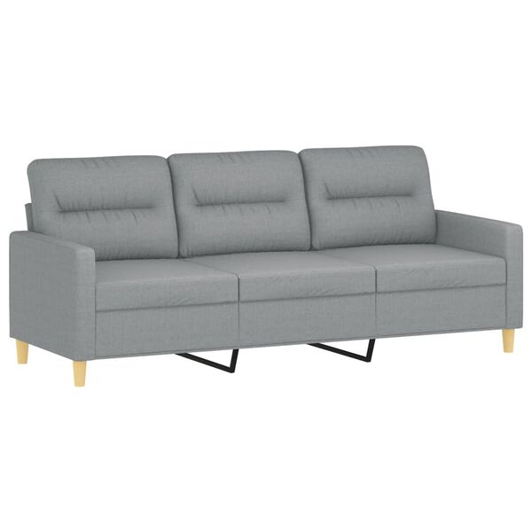vidaXL Sofa 3-osobowa, jasnoszara, 180 cm, tapicerowana tkaniną