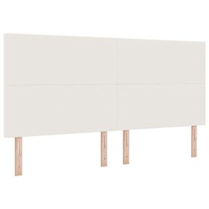 vidaXL Zagł&oacute;wek Z zagł&oacute;wkiem Kremowy 200 cm Sk&oacute;ra ekologiczna