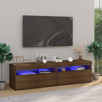 vidaXL Szafki TV z oświetleniem LED, 2 szt., brązowy dąb, 75x35x40 cm
