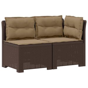 vidaXL Sofa Ogrodowa 2-osobowa z Poduszkami w Wyglądzie Rattanowym
