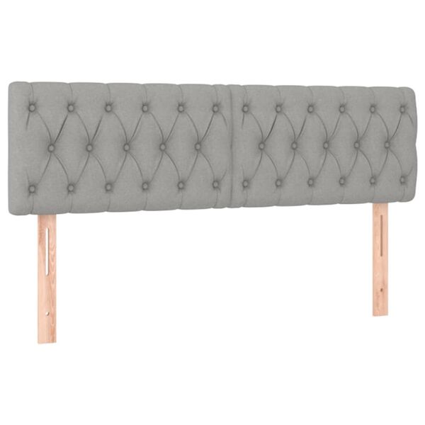 vidaXL Zagłówek do łóżka z LED, jasnoszary, 160x7x78/88 cm, tkanina